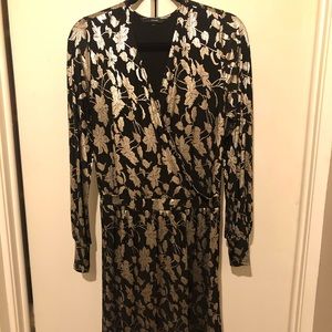 Black and Silver Long Sleeve Dress
